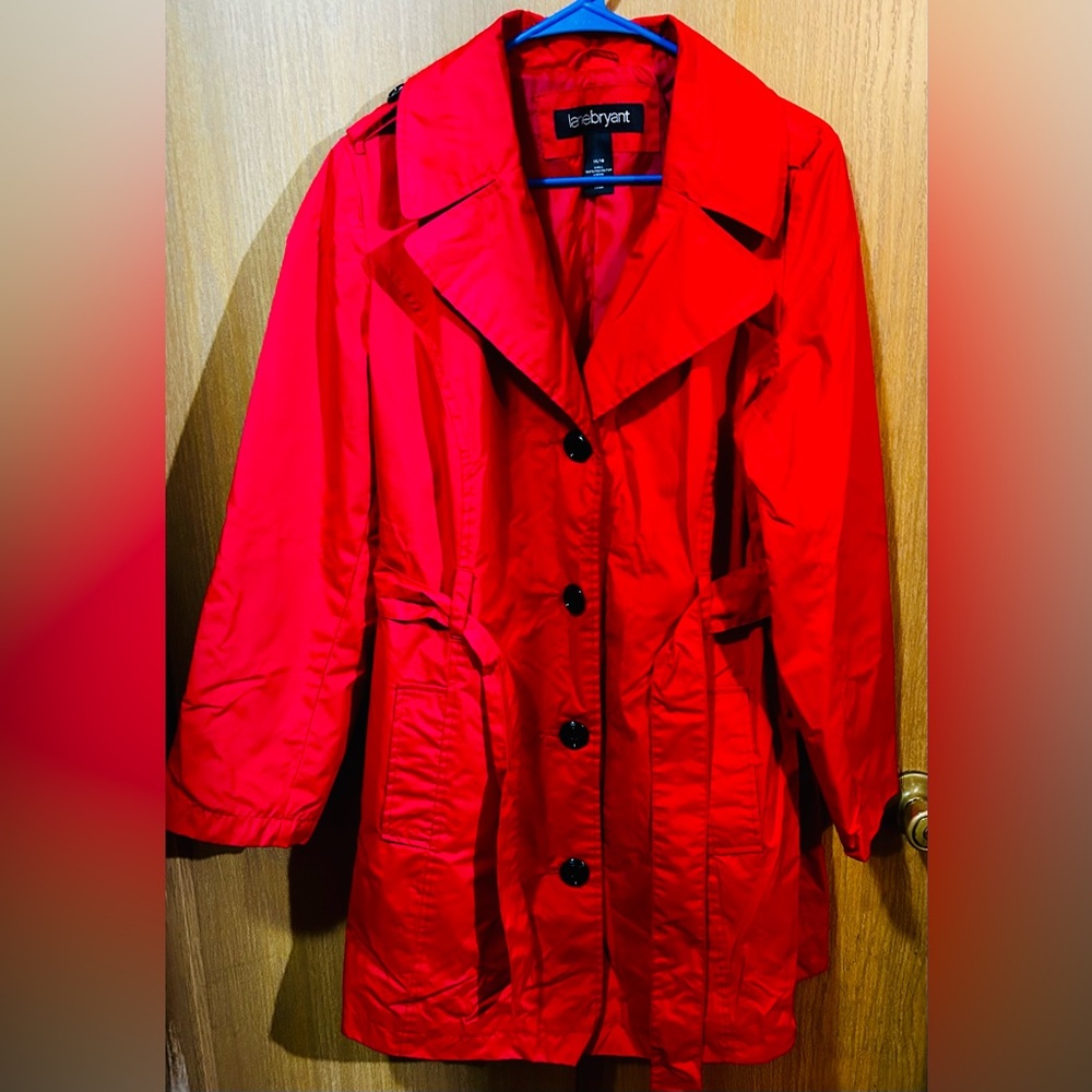 Lane Bryant Bold Red Rain Trench Coat